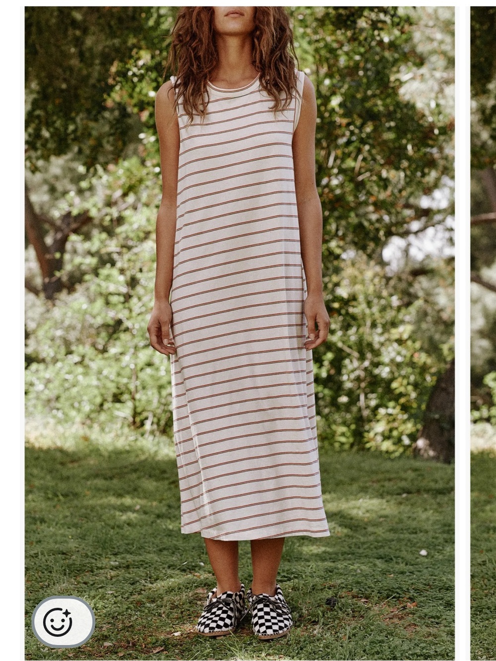 THE GREAT. The Sleeveless Crew Midi T-Shirt Dress Size Medium (2)